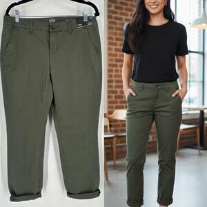 A.n.a NWT Women’s‎ Chino Crop Military Green Flat Front Pants Size 8